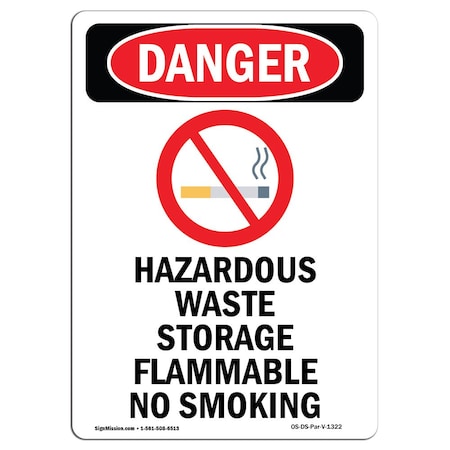 Signmission OSHA Danger Sign, 10" Height, Aluminum, Hazardous Waste Storage, Portrait, V-1322 OS-DS-A-710-V-1322
